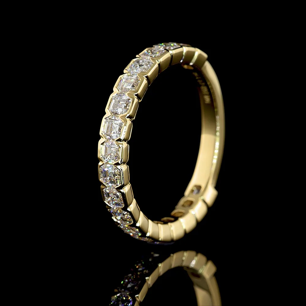 14K Yellow Gold 3/4 Eternity Band with Half Bezel Set Asscher Cut Lab Diamonds - 1.54 Carats Total Diamond Weight - Covaloro Fine Jewelry - Image 4