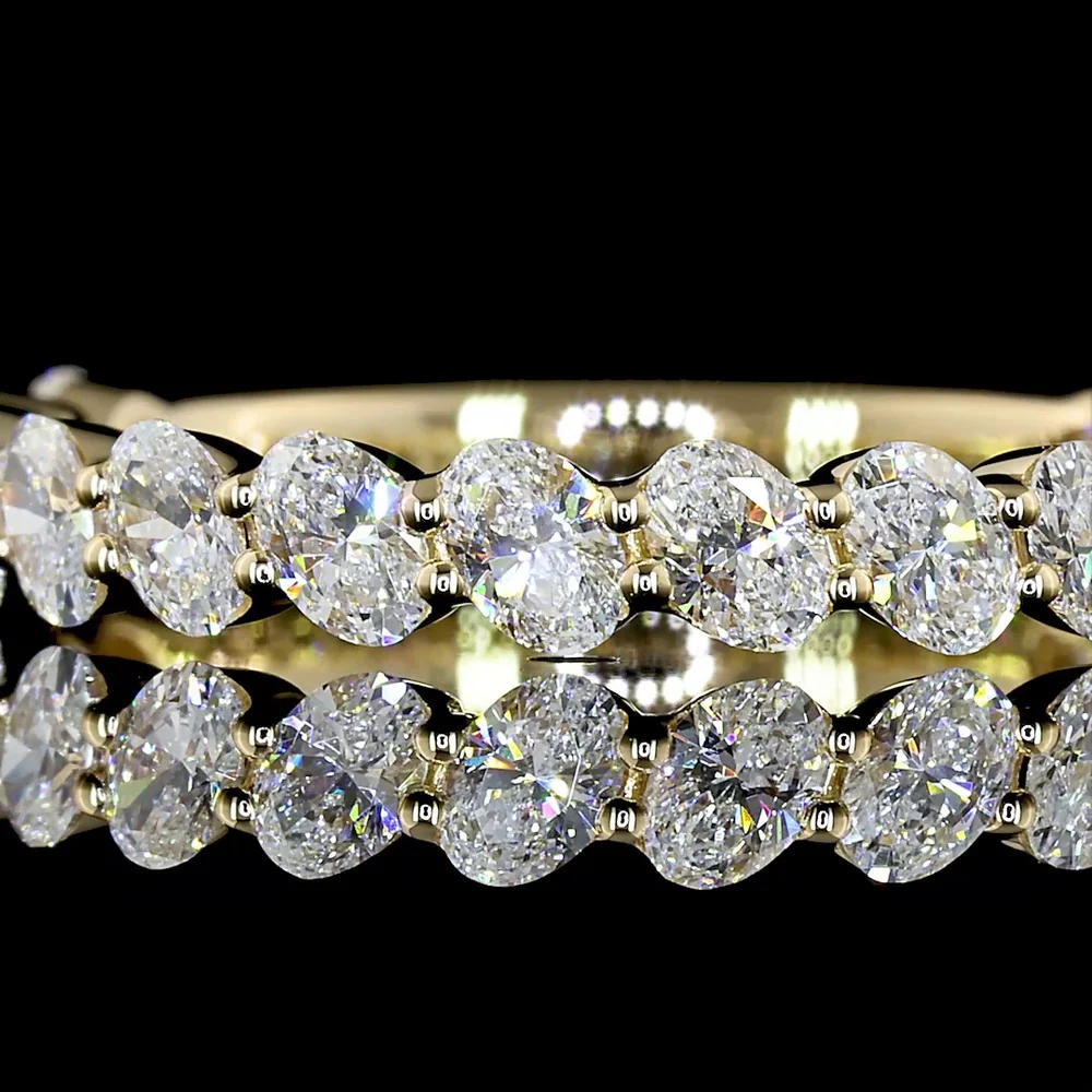 14K Yellow Gold 3/4 Eternity Band with Inclined Prong Set Oval Cut Lab Diamonds - 1.07 Carat Total Diamond Weight - Covaloro Fine Jewelry - Image 2