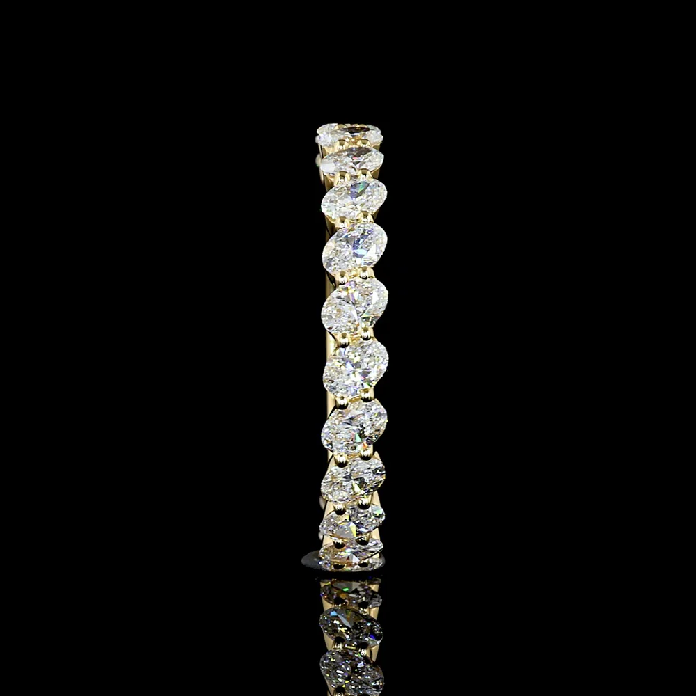 14K Yellow Gold 3/4 Eternity Band with Inclined Prong Set Oval Cut Lab Diamonds - 1.07 Carat Total Diamond Weight - Covaloro Fine Jewelry - Image 4
