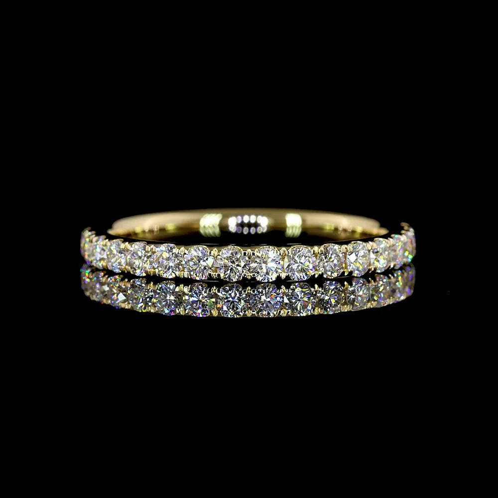 14K Yellow Gold 3/4 Eternity Band with Micro-Pave Set Round Lab Diamonds - 0.54 Carat Total Weight (E-F Color, VS Clarity) - Covaloro Fine Jewelry