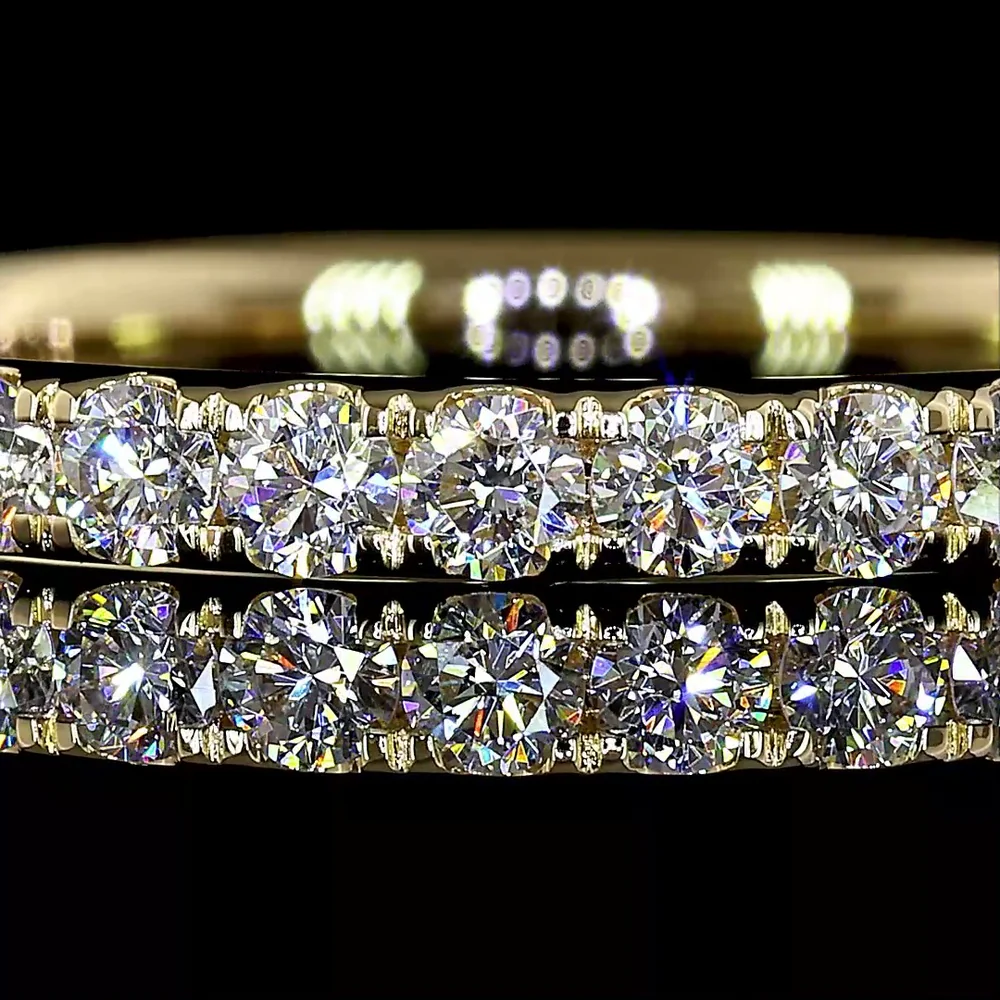14K Yellow Gold 3/4 Eternity Band with Micro-Pave Set Round Lab Diamonds - 0.54 Carat Total Weight (E-F Color, VS Clarity) - Covaloro Fine Jewelry - Image 2