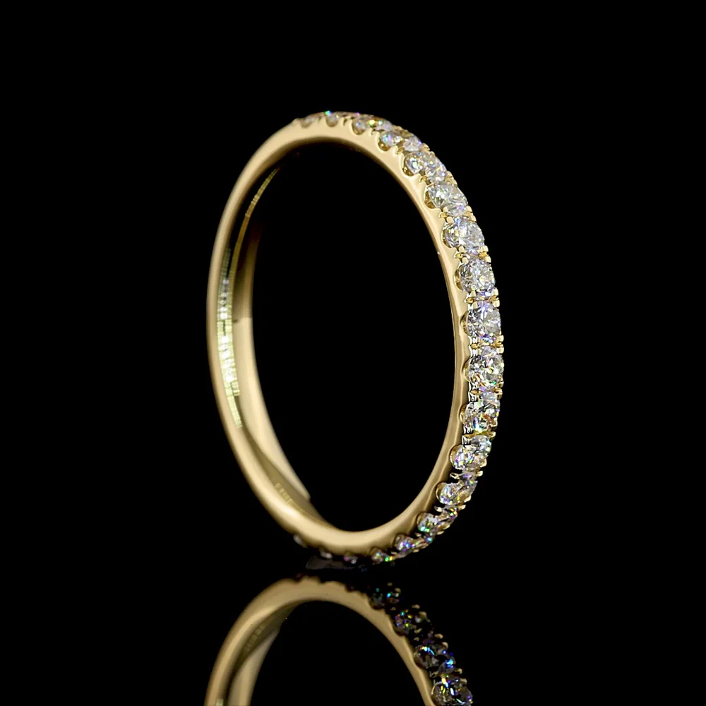 14K Yellow Gold 3/4 Eternity Band with Micro-Pave Set Round Lab Diamonds - 0.54 Carat Total Weight (E-F Color, VS Clarity) - Covaloro Fine Jewelry - Image 3