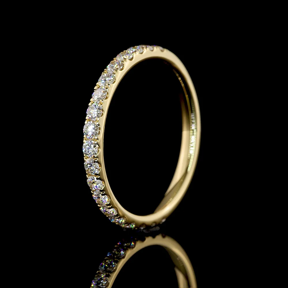 14K Yellow Gold 3/4 Eternity Band with Micro-Pave Set Round Lab Diamonds - 0.54 Carat Total Weight (E-F Color, VS Clarity) - Covaloro Fine Jewelry - Image 4