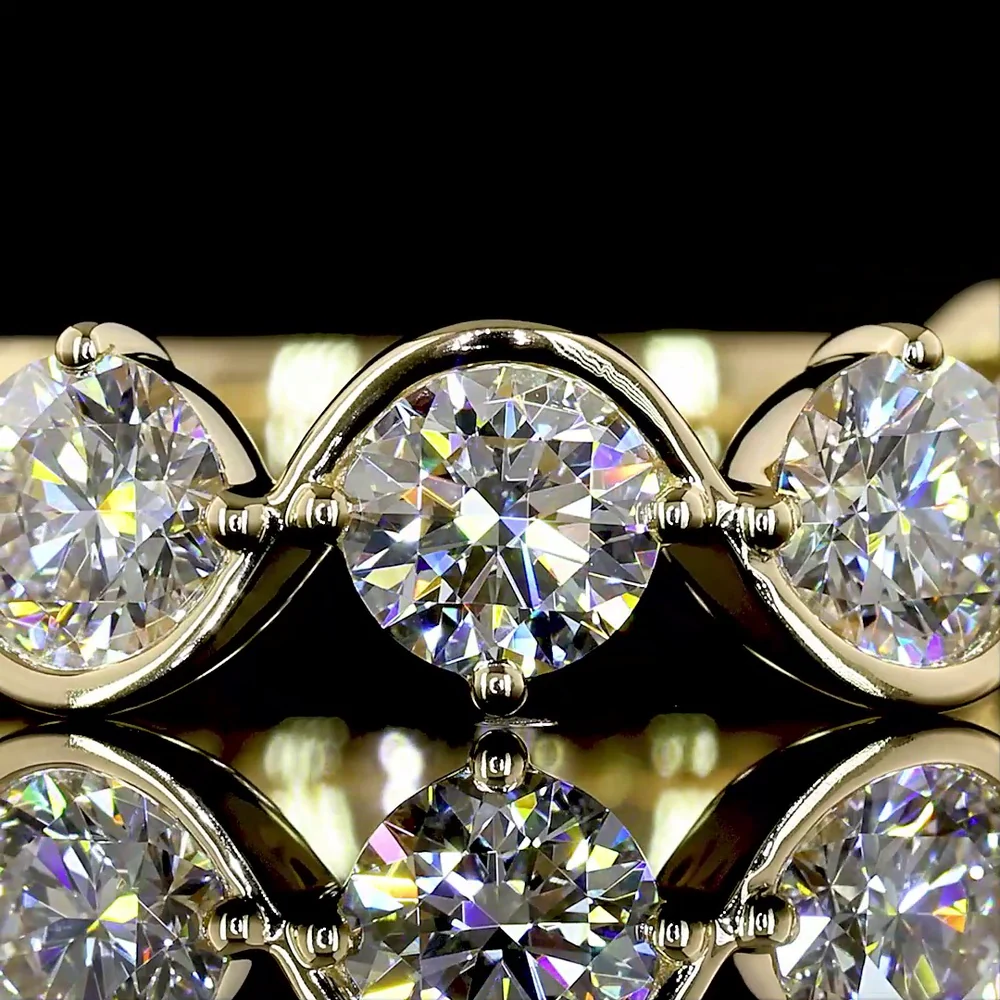14K Yellow Gold 3/4 Eternity Band with Nine Round Brilliant Cut Lab Diamonds - 2.24 Carats Total Diamond Weight - Covaloro Fine Jewelry - Image 2