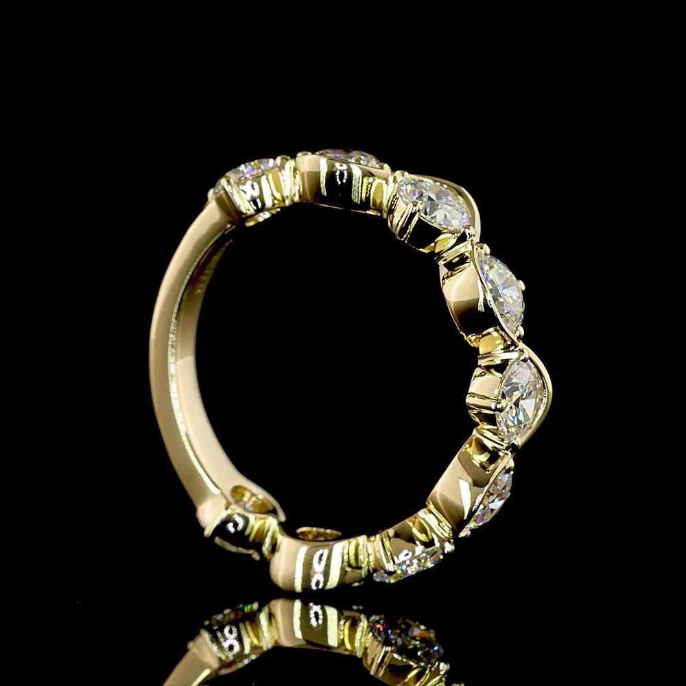 14K Yellow Gold 3/4 Eternity Band with Nine Round Brilliant Cut Lab Diamonds - 2.24 Carats Total Diamond Weight - Covaloro Fine Jewelry - Image 3