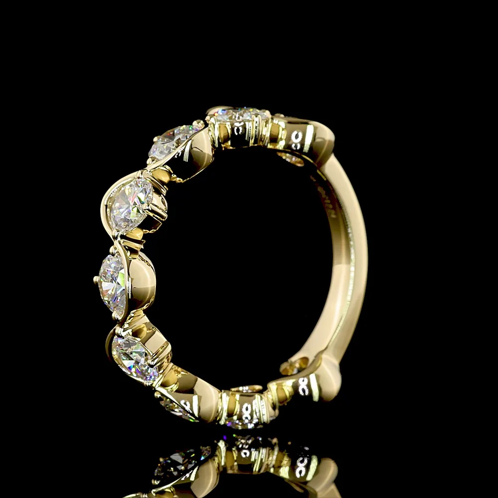 14K Yellow Gold 3/4 Eternity Band with Nine Round Brilliant Cut Lab Diamonds - 2.24 Carats Total Diamond Weight - Covaloro Fine Jewelry - Image 4