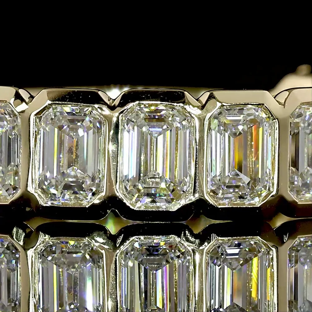 14K Yellow Gold 3/4 Eternity Band with North-South Bezel Set Emerald Cut Natural Diamonds - 2.19 Total Carat Weight - Covaloro Fine Jewelry - Image 2