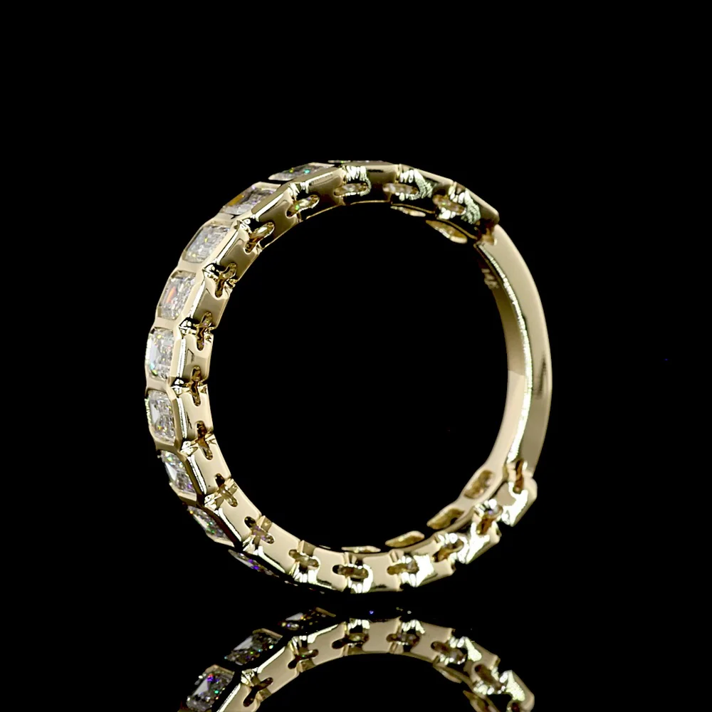 14K Yellow Gold 3/4 Eternity Band with North-South Bezel Set Emerald Cut Natural Diamonds - 2.19 Total Carat Weight - Covaloro Fine Jewelry - Image 4