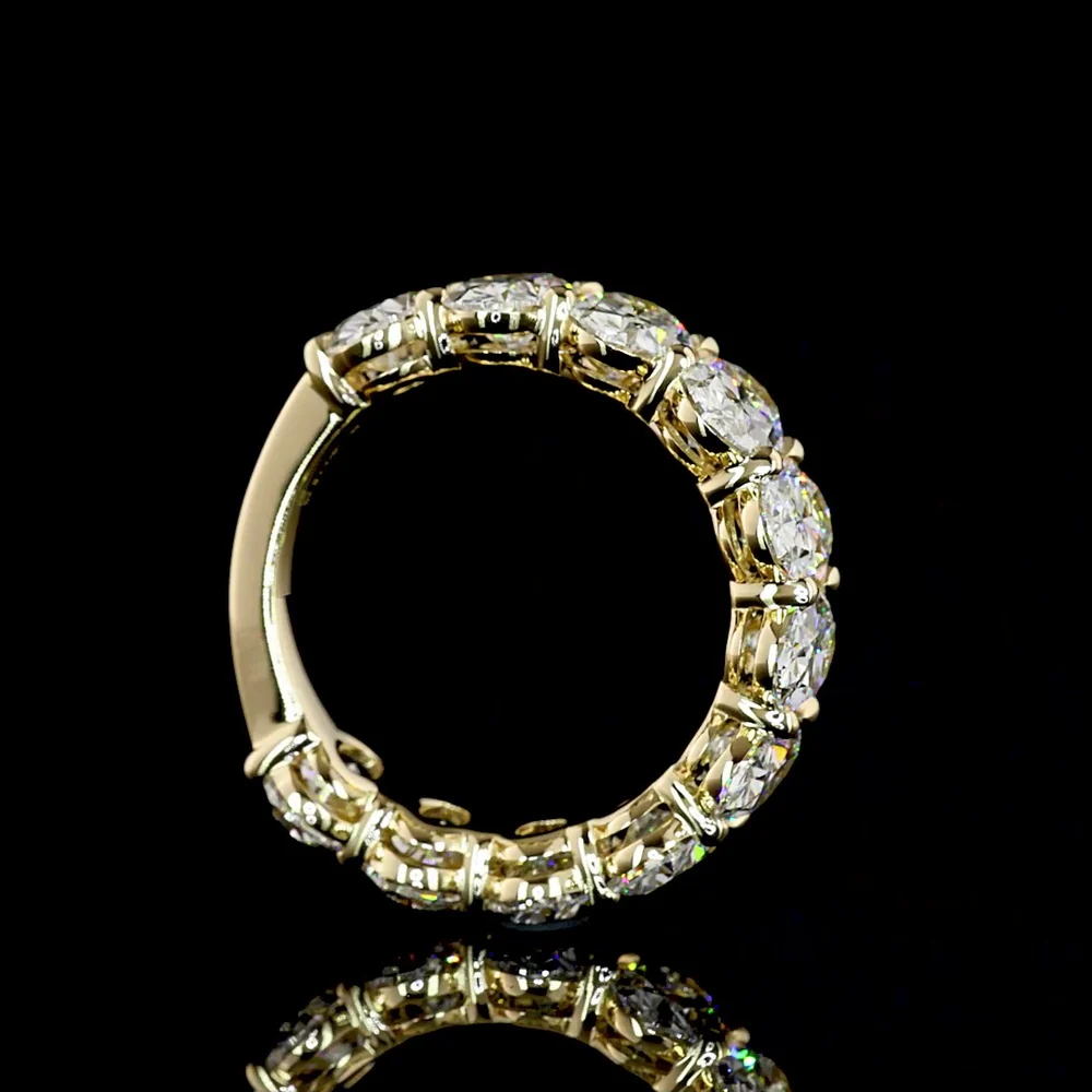 14K Yellow Gold 3/4 Eternity Band with North-South Oval Cut Lab Diamonds (E-F VVS2) - 6.35 Total Carat Weight - Covaloro Fine Jewelry - Image 3