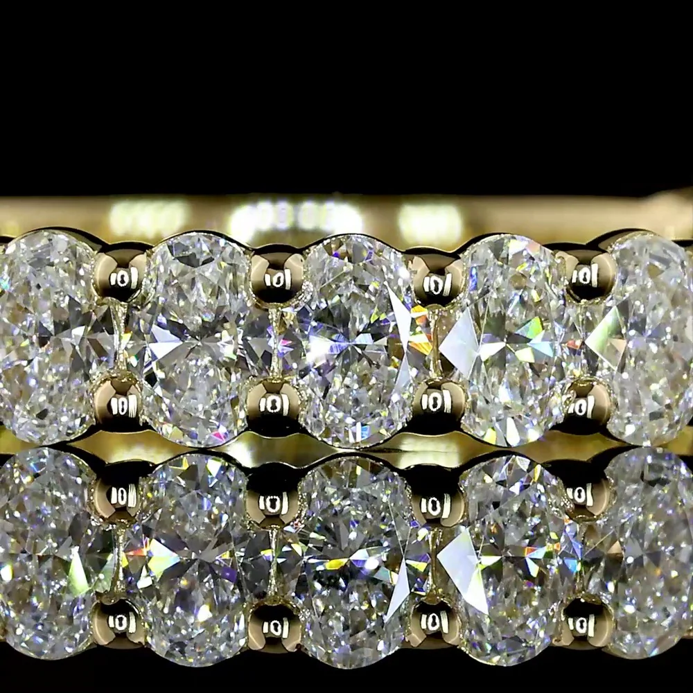 14K Yellow Gold 3/4 Eternity Band with North-South Prong Set Oval Cut Lab Diamonds - 1.25 Carat Total Diamond Weight - Covaloro Fine Jewelry - Image 2