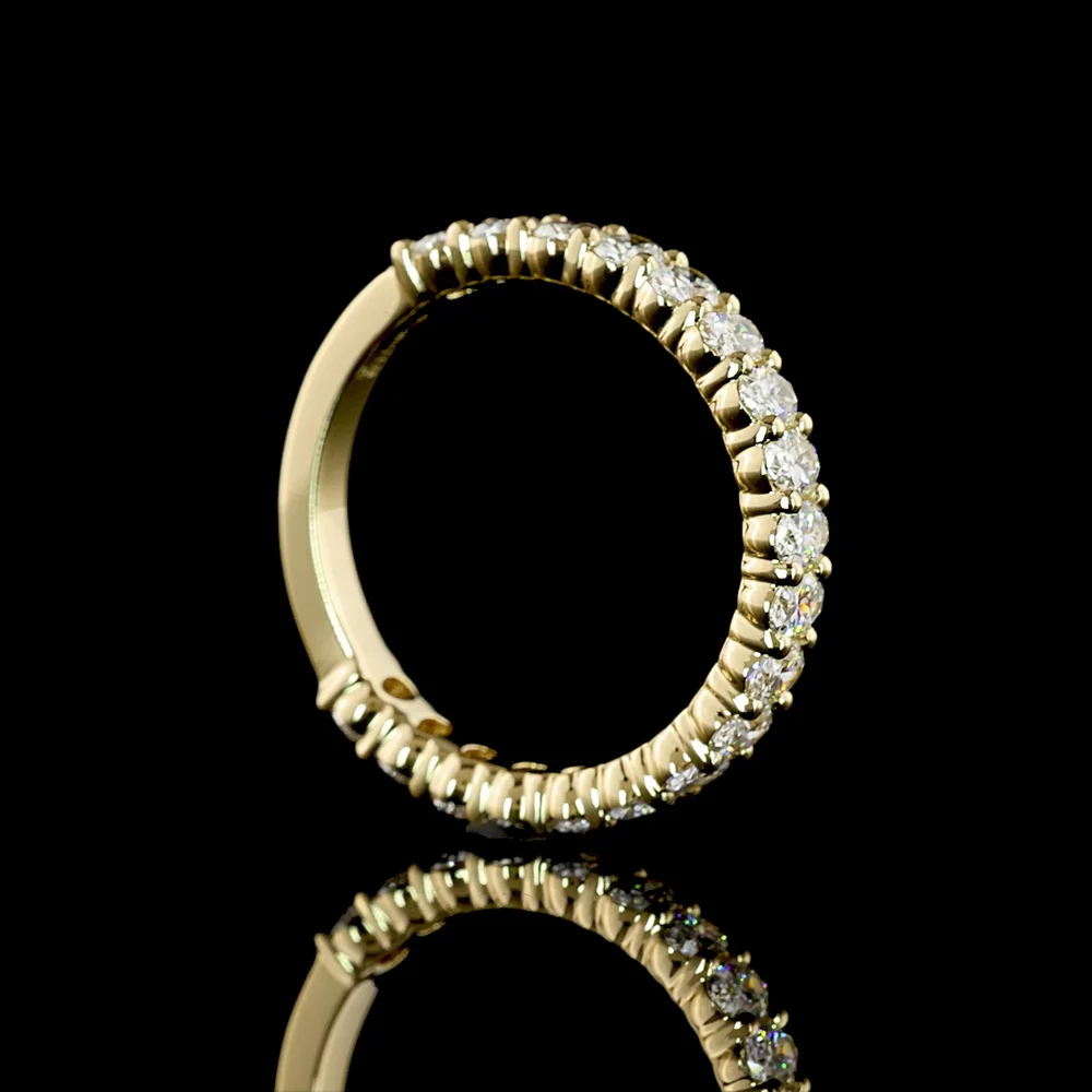 14K Yellow Gold 3/4 Eternity Band with North-South Prong Set Oval Cut Lab Diamonds - 1.25 Carat Total Diamond Weight - Covaloro Fine Jewelry - Image 3