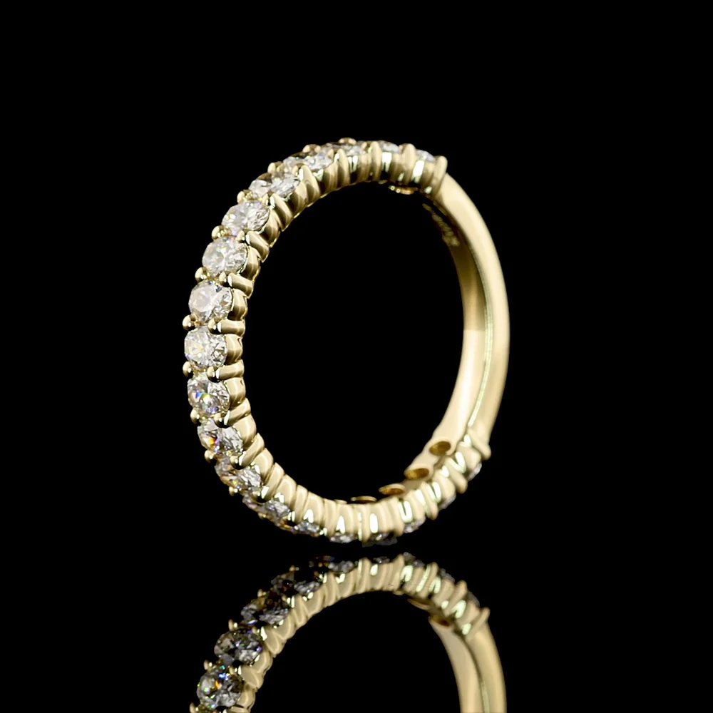 14K Yellow Gold 3/4 Eternity Band with North-South Prong Set Oval Cut Lab Diamonds - 1.25 Carat Total Diamond Weight - Covaloro Fine Jewelry - Image 4