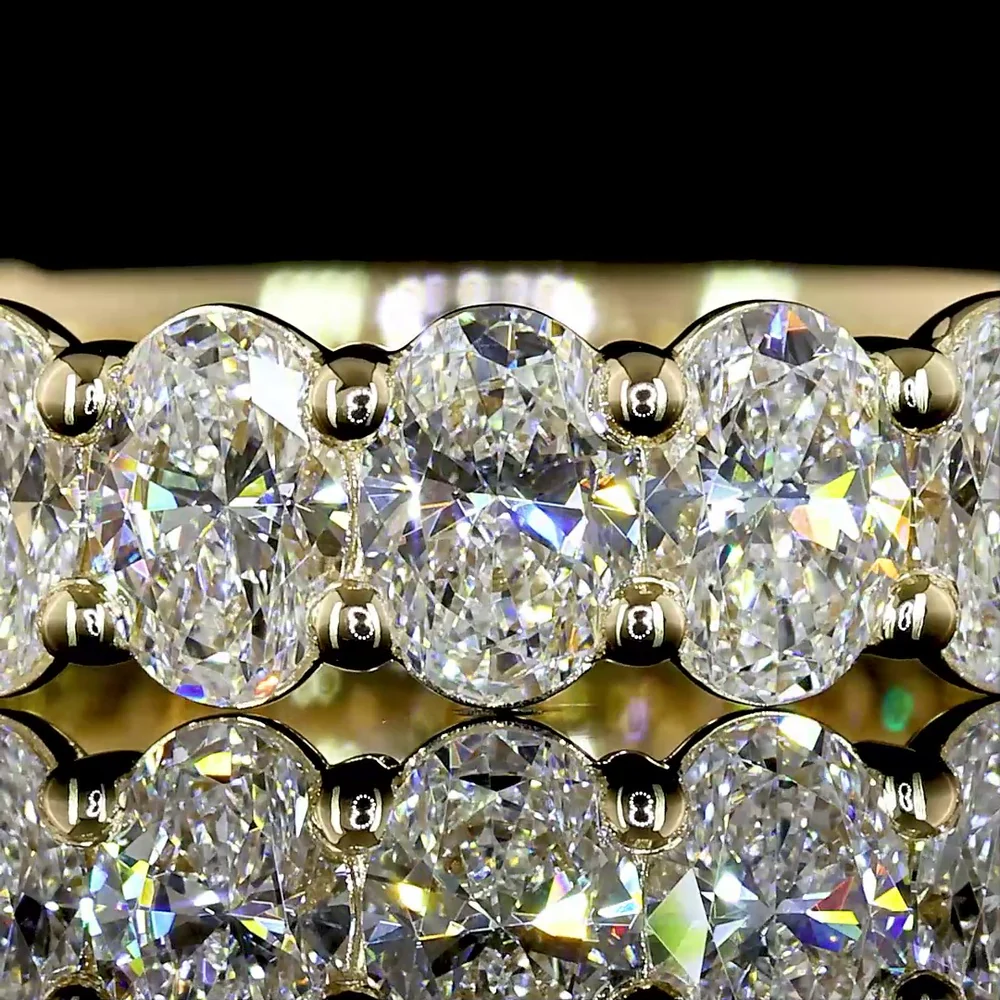 14K Yellow Gold 3/4 Eternity Band with North-South Prong Set Oval Cut Lab Diamonds - 2.02 Carat Total Weight, E-F Color VS Clarity - Covaloro Fine Jewelry - Image 2