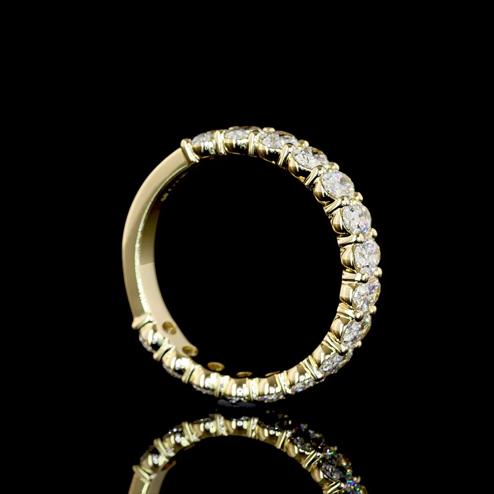 14K Yellow Gold 3/4 Eternity Band with North-South Prong Set Oval Cut Lab Diamonds - 2.02 Carat Total Weight, E-F Color VS Clarity - Covaloro Fine Jewelry - Image 3