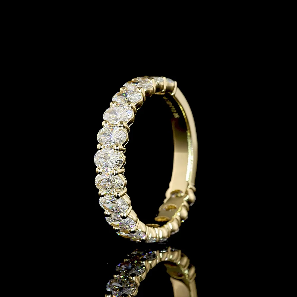 14K Yellow Gold 3/4 Eternity Band with North-South Prong Set Oval Cut Lab Diamonds - 2.02 Carat Total Weight, E-F Color VS Clarity - Covaloro Fine Jewelry - Image 4