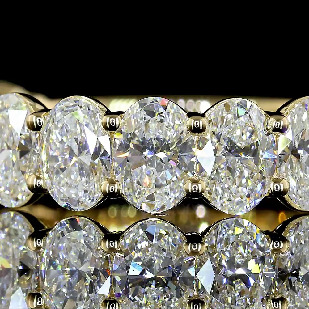 14K Yellow Gold 3/4 Eternity Band with North-South Prong Set Oval Lab Diamonds - 2.94 Carat Total Weight, E-F Color, VS Clarity - Covaloro Fine Jewelry - Image 2