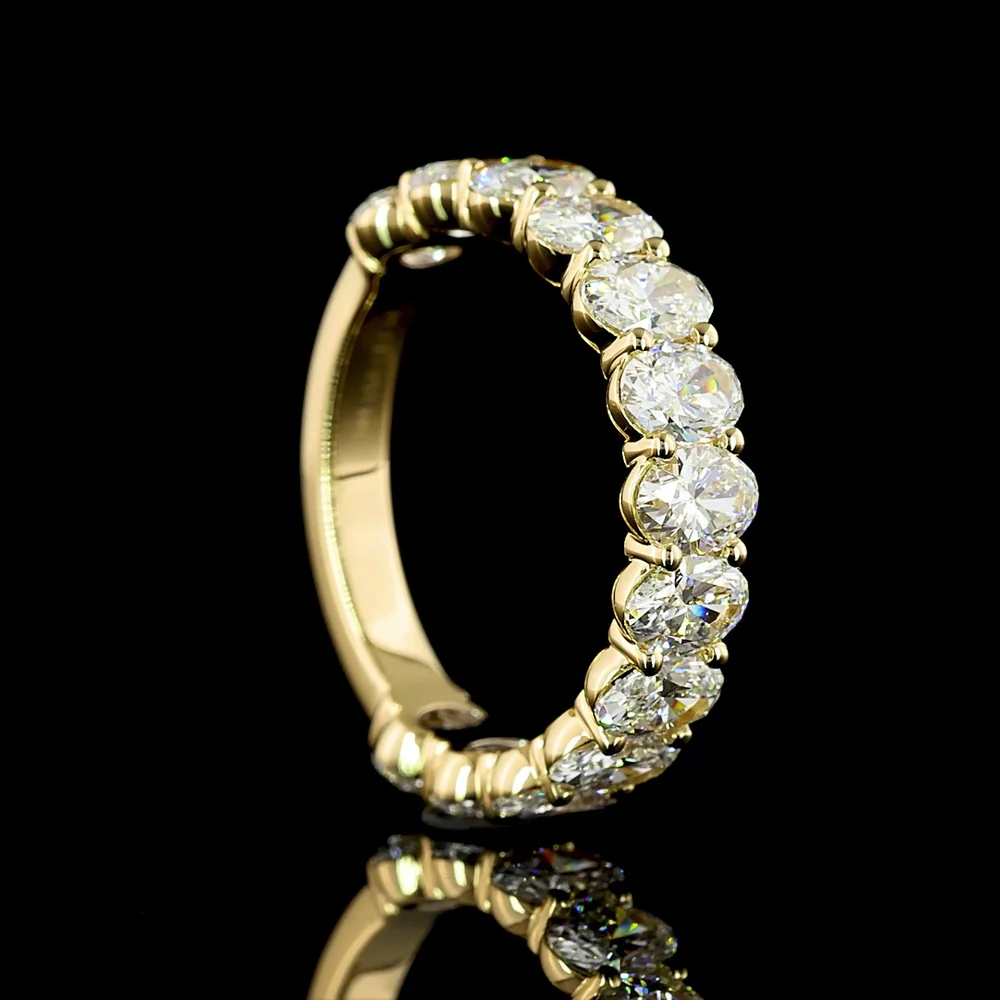 14K Yellow Gold 3/4 Eternity Band with North-South Prong Set Oval Lab Diamonds - 2.94 Carat Total Weight, E-F Color, VS Clarity - Covaloro Fine Jewelry - Image 3