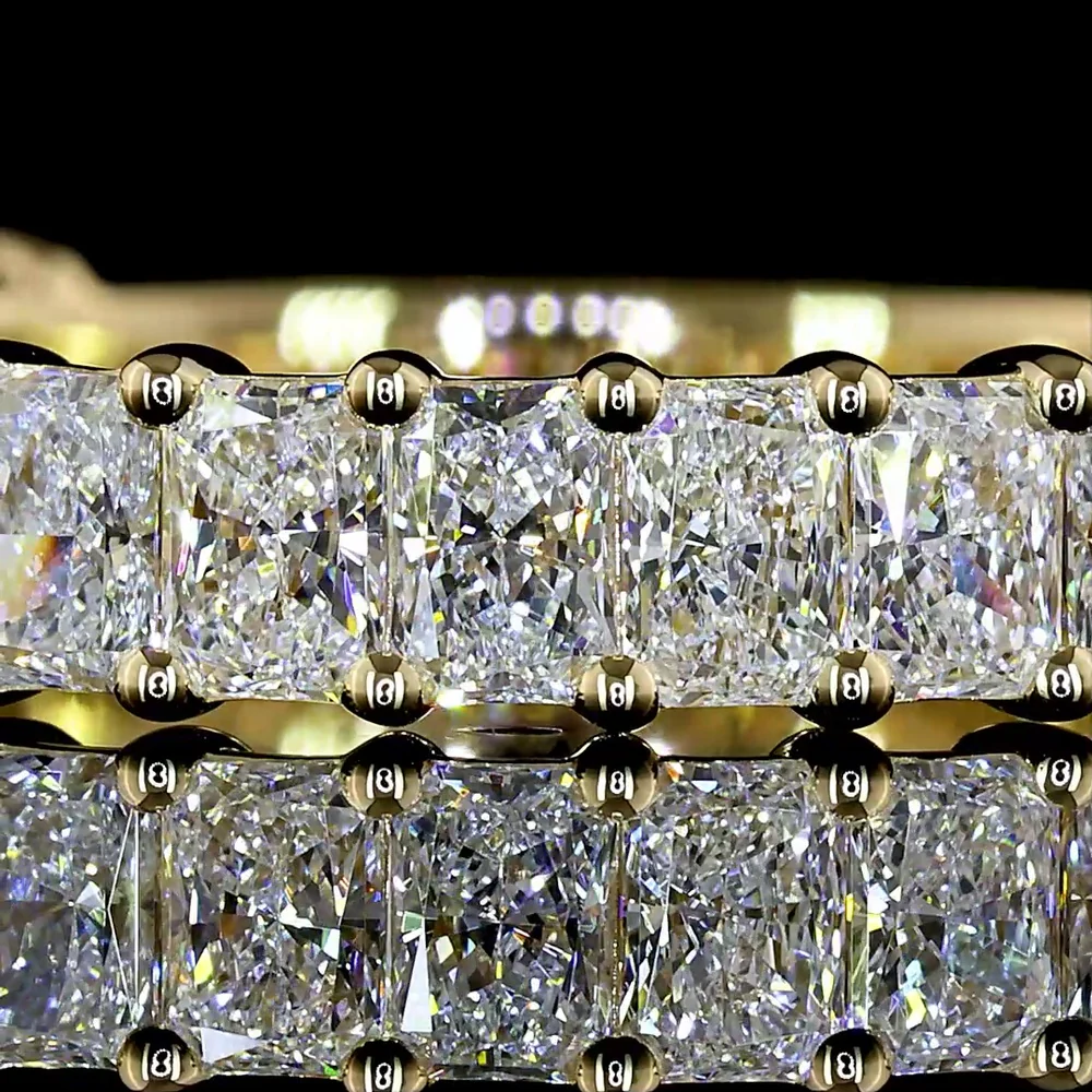 14K Yellow Gold 3/4 Eternity Band with North-South Prong Set Radiant Cut Lab Diamonds - 1.60 Carat Total Diamond Weight - Covaloro Fine Jewelry - Image 2