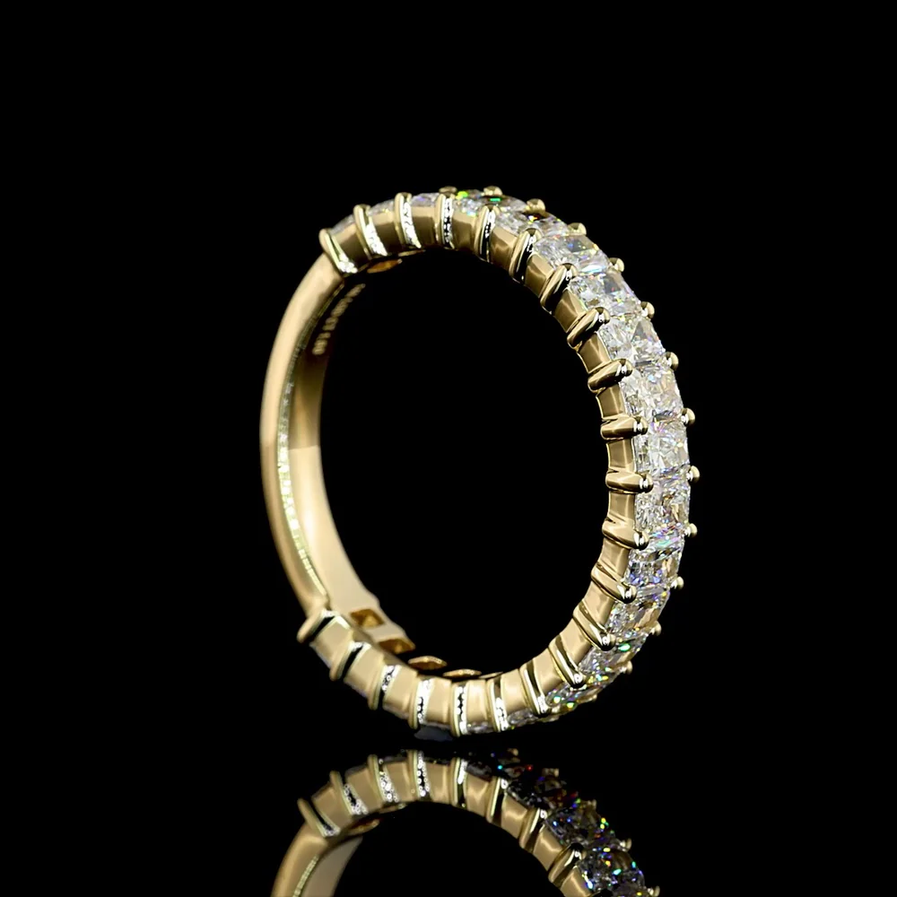 14K Yellow Gold 3/4 Eternity Band with North-South Prong Set Radiant Cut Lab Diamonds - 1.60 Carat Total Diamond Weight - Covaloro Fine Jewelry - Image 3