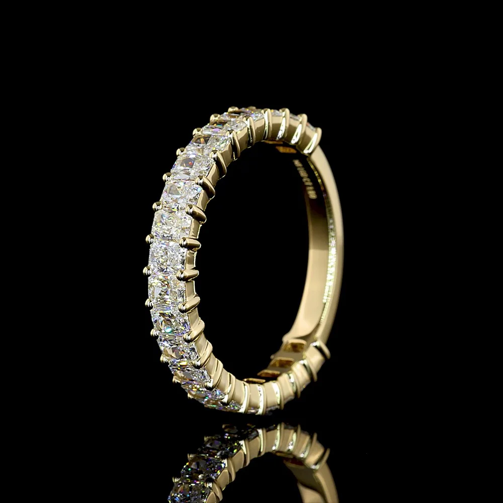 14K Yellow Gold 3/4 Eternity Band with North-South Prong Set Radiant Cut Lab Diamonds - 1.60 Carat Total Diamond Weight - Covaloro Fine Jewelry - Image 4