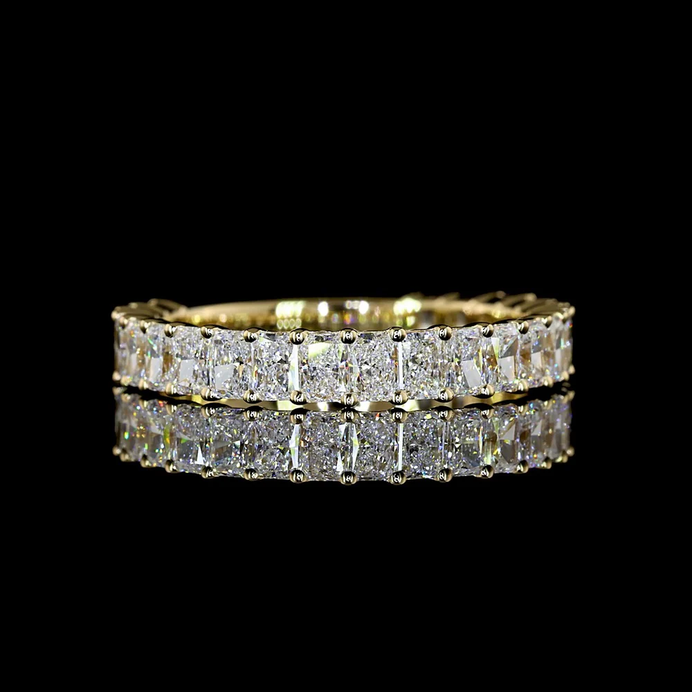 14K Yellow Gold 3/4 Eternity Band with North-South Prong Set Radiant Cut Lab Diamonds - 1.80 Carat Total Weight - Covaloro Fine Jewelry