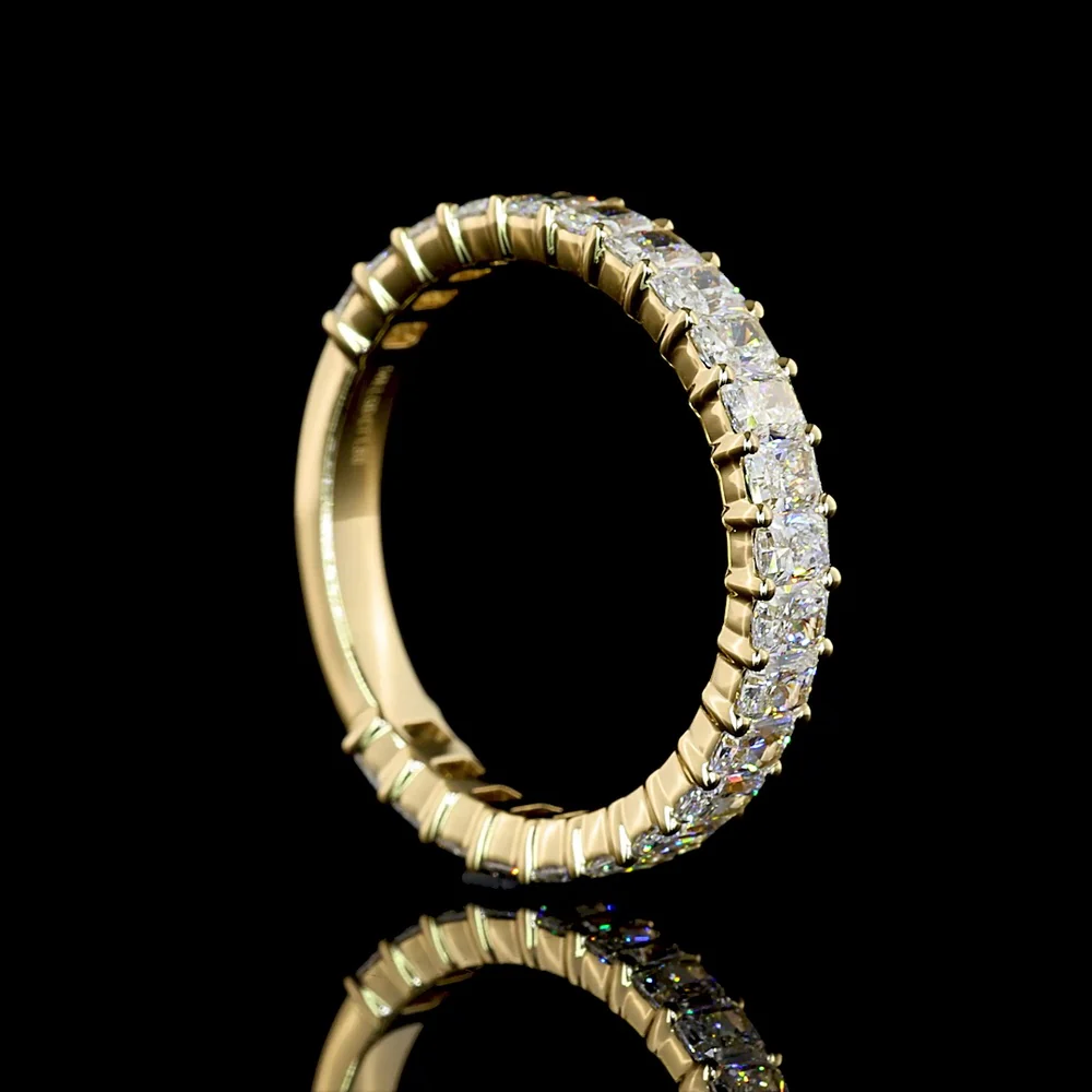 14K Yellow Gold 3/4 Eternity Band with North-South Prong Set Radiant Cut Lab Diamonds - 1.80 Carat Total Weight - Covaloro Fine Jewelry - Image 3