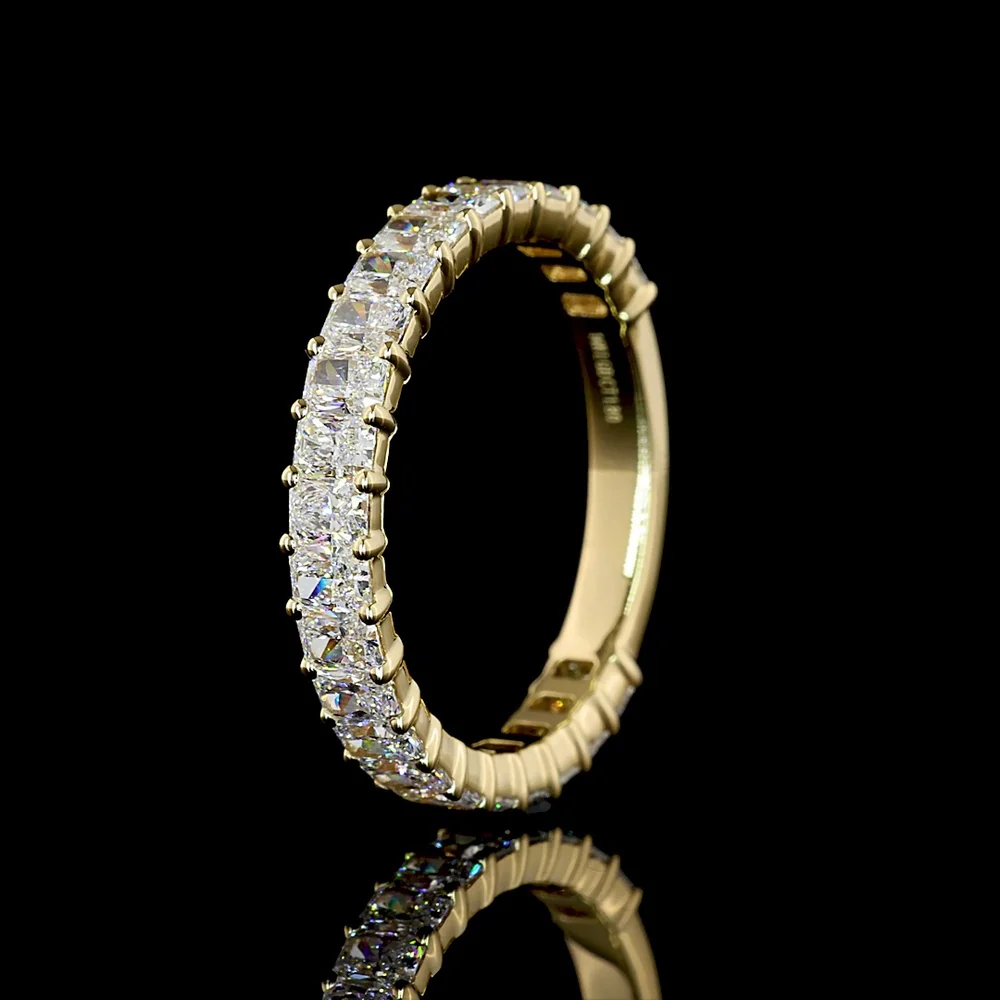 14K Yellow Gold 3/4 Eternity Band with North-South Prong Set Radiant Cut Lab Diamonds - 1.80 Carat Total Weight - Covaloro Fine Jewelry - Image 4