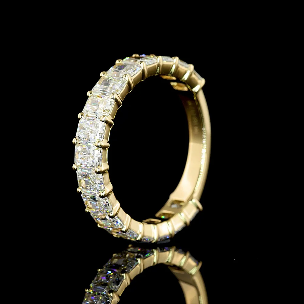 14K Yellow Gold 3/4 Eternity Band with North-South Prong Set Radiant Cut Lab Diamonds - 2.99 Carats Total Diamond Weight - Covaloro Fine Jewelry - Image 4