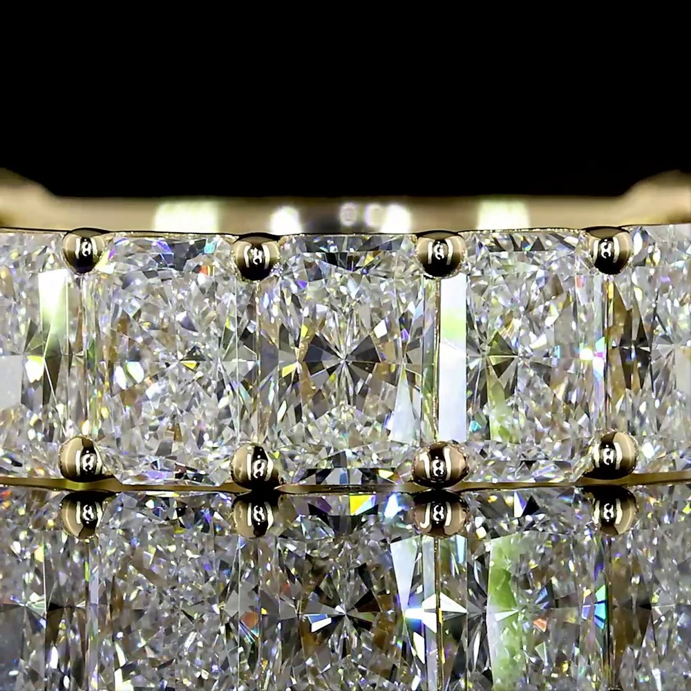 14K Yellow Gold 3/4 Eternity Band with North-South Prong Set Radiant Cut Lab Diamonds - 3.21 Carat Total Weight, E-F Color, VS1 Clarity - Covaloro Fine Jewelry - Image 2