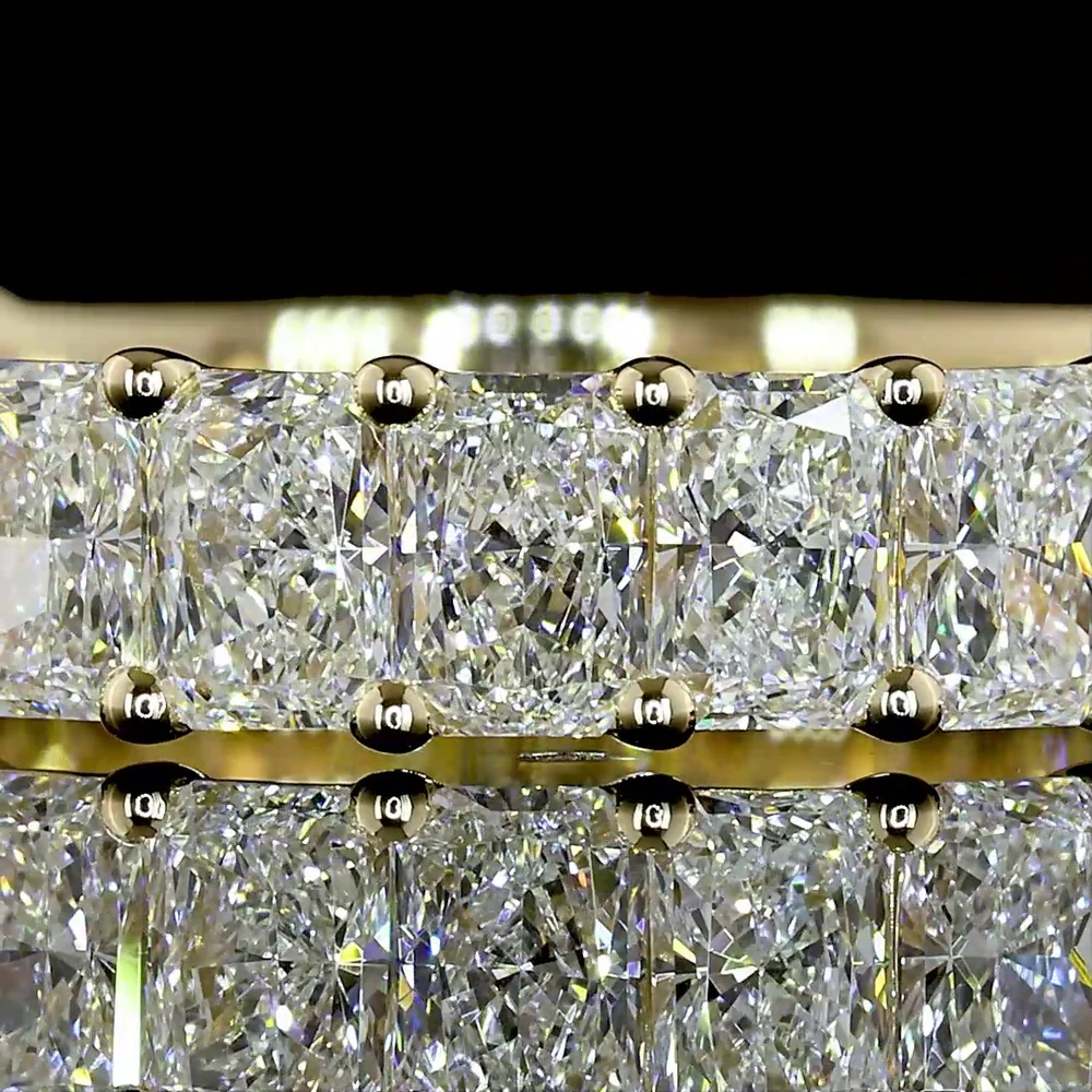 14K Yellow Gold 3/4 Eternity Band with North-South Prong Set Radiant Cut Natural Diamonds - 2.08 Carat Total Diamond Weight - Covaloro Fine Jewelry - Image 2