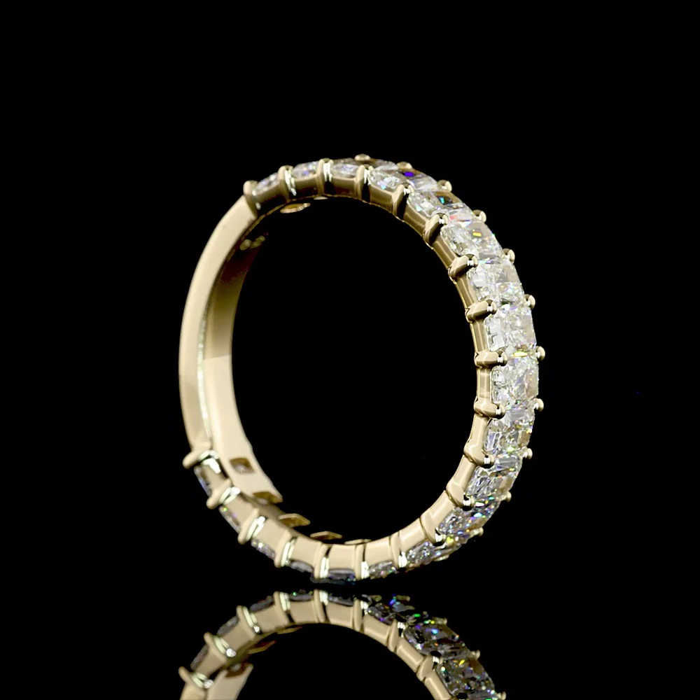 14K Yellow Gold 3/4 Eternity Band with North-South Prong Set Radiant Cut Natural Diamonds - 2.08 Carat Total Diamond Weight - Covaloro Fine Jewelry - Image 3