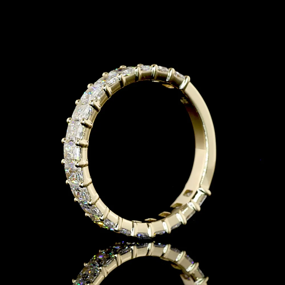 14K Yellow Gold 3/4 Eternity Band with North-South Prong Set Radiant Cut Natural Diamonds - 2.08 Carat Total Diamond Weight - Covaloro Fine Jewelry - Image 4