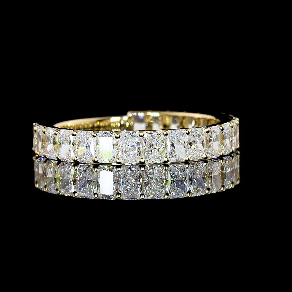 14K Yellow Gold 3/4 Eternity Band with North-South Set Radiant Cut Lab Diamonds - 1.76 Carats Total Diamond Weight - Covaloro Fine Jewelry