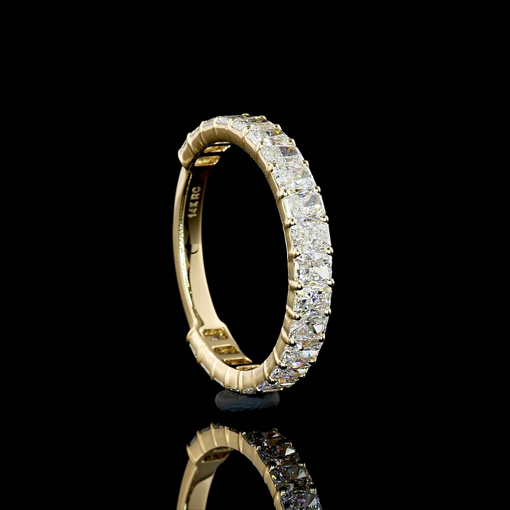 14K Yellow Gold 3/4 Eternity Band with North-South Set Radiant Cut Lab Diamonds - 1.76 Carats Total Diamond Weight - Covaloro Fine Jewelry - Image 2