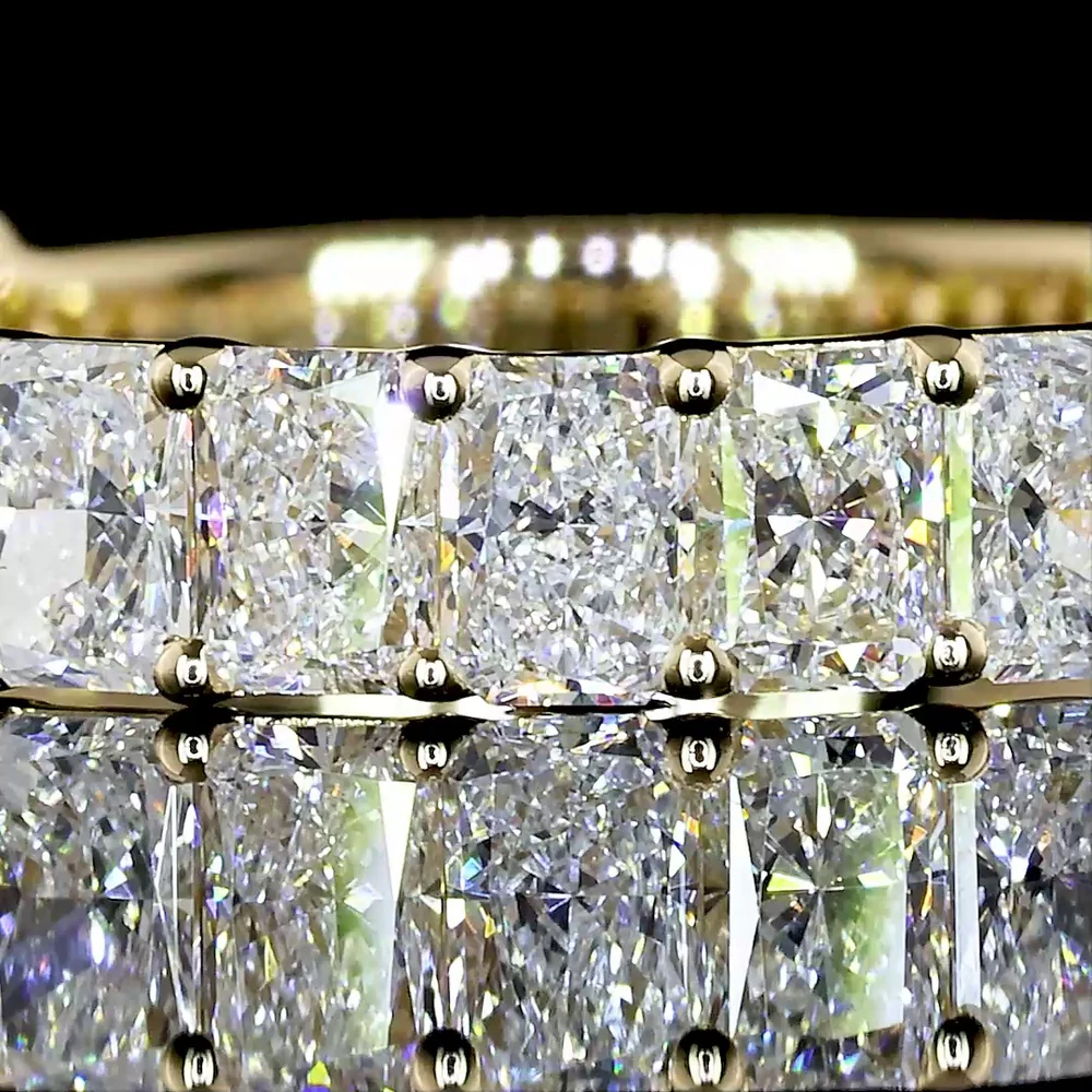 14K Yellow Gold 3/4 Eternity Band with North-South Set Radiant Cut Lab Diamonds - 1.76 Carats Total Diamond Weight - Covaloro Fine Jewelry - Image 3