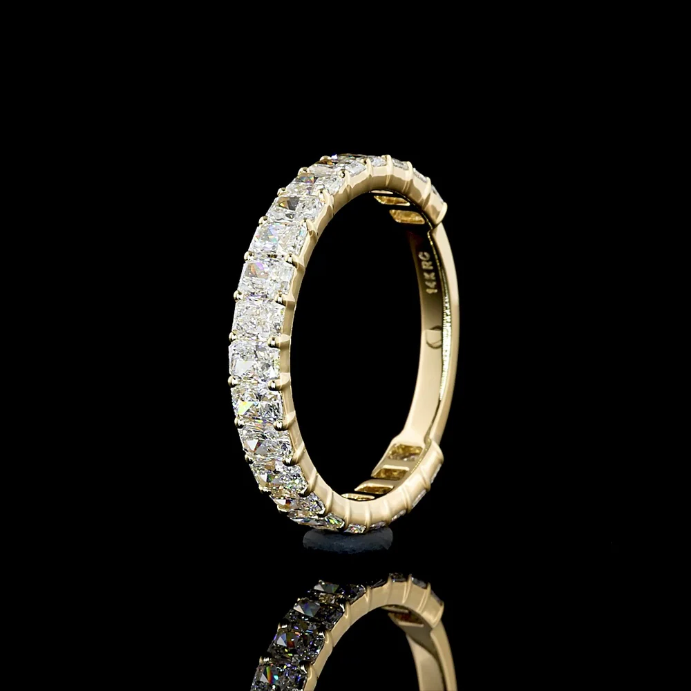 14K Yellow Gold 3/4 Eternity Band with North-South Set Radiant Cut Lab Diamonds - 1.76 Carats Total Diamond Weight - Covaloro Fine Jewelry - Image 4