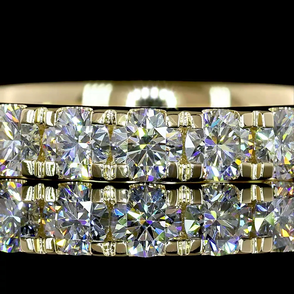 14K Yellow Gold 3/4 Eternity Band with Pave Set Round Lab Grown Diamonds - 1.48 Carats Total Diamond Weight - Covaloro Fine Jewelry - Image 2