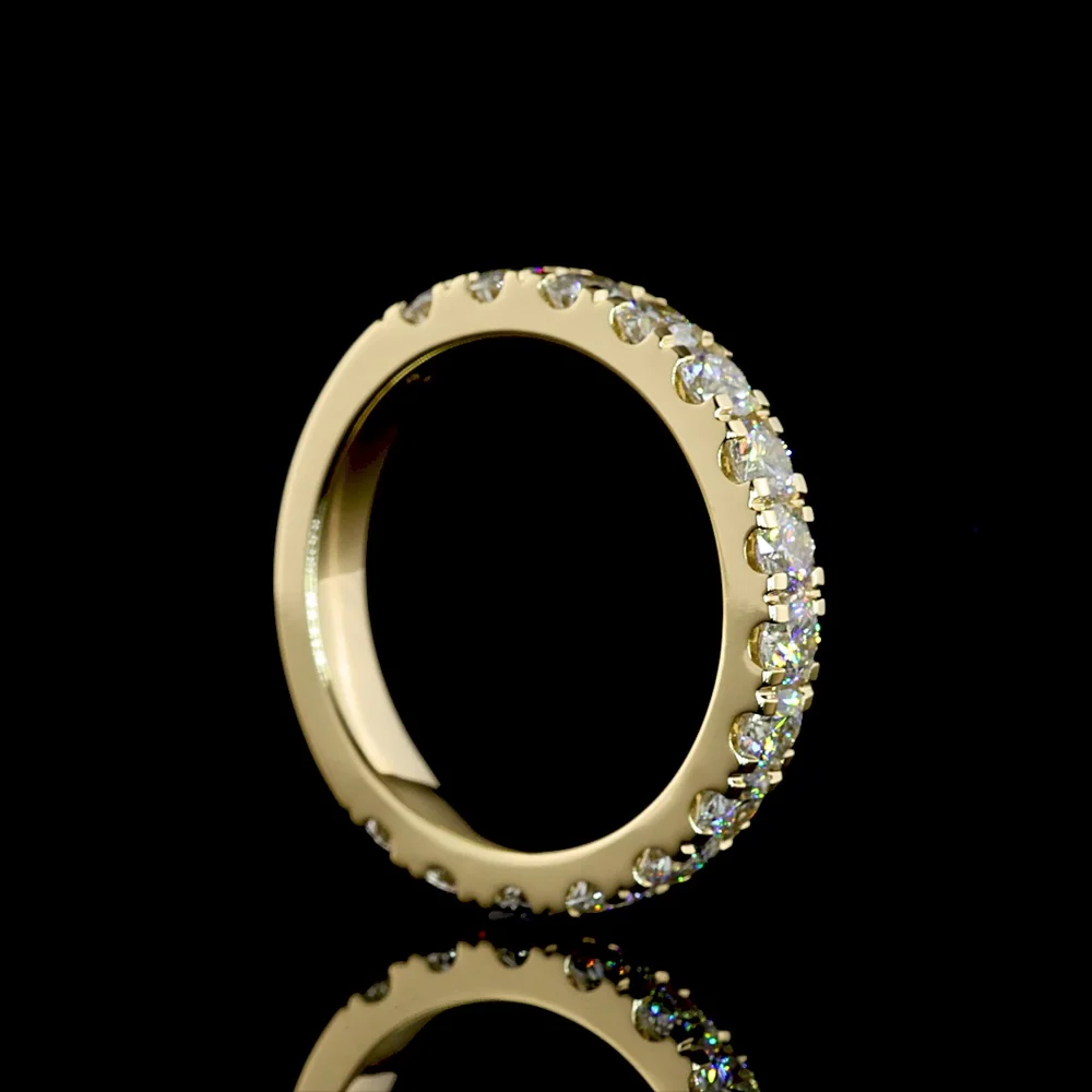 14K Yellow Gold 3/4 Eternity Band with Pave Set Round Lab Grown Diamonds - 1.48 Carats Total Diamond Weight - Covaloro Fine Jewelry - Image 3