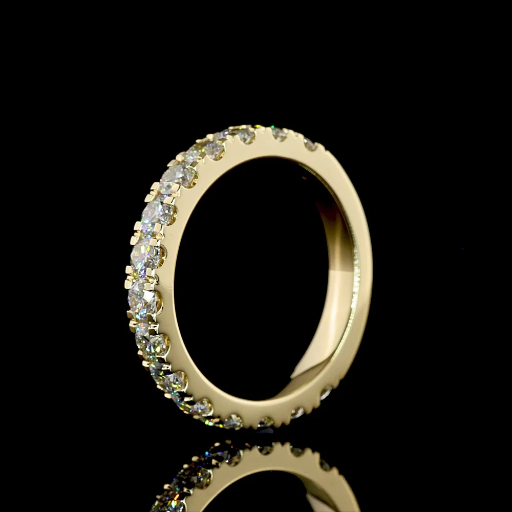 14K Yellow Gold 3/4 Eternity Band with Pave Set Round Lab Grown Diamonds - 1.48 Carats Total Diamond Weight - Covaloro Fine Jewelry - Image 4