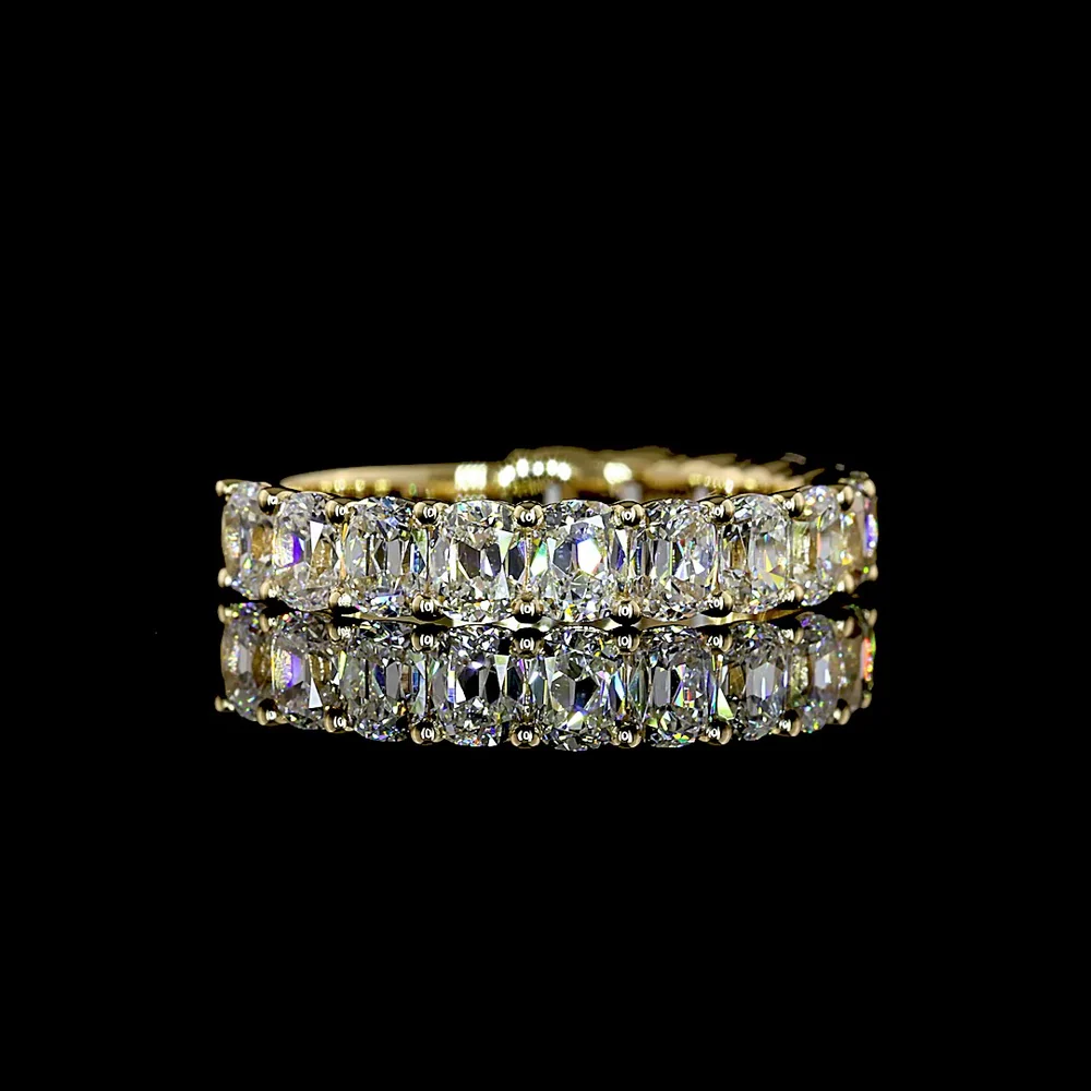 14K Yellow Gold 3/4 Eternity Band with Prong Set Antique Cushion Cut Lab Diamonds - 2.11 Carat Total Weight - Covaloro Fine Jewelry