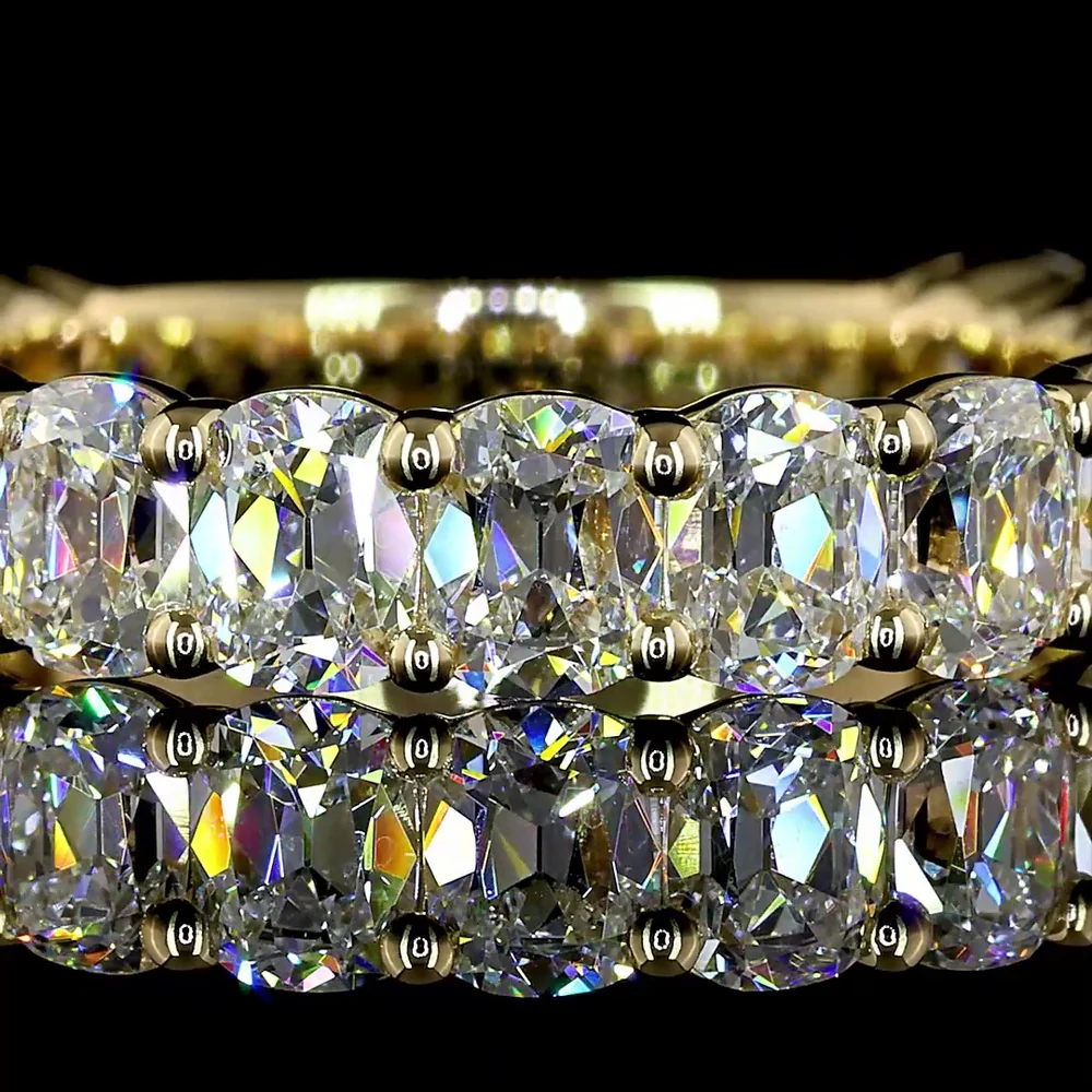 14K Yellow Gold 3/4 Eternity Band with Prong Set Antique Cushion Cut Lab Diamonds - 3.17 Carat Total Diamond Weight - Covaloro Fine Jewelry - Image 2