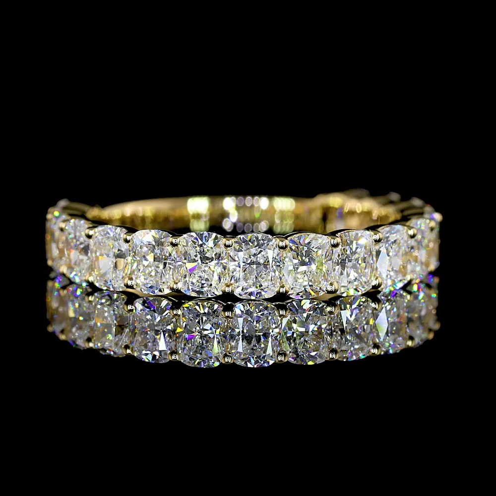 14K Yellow Gold 3/4 Eternity Band with Prong Set Cushion Brilliant Cut Lab Diamonds - 1.88 Carat Total Weight (Visible Face) - Covaloro Fine Jewelry