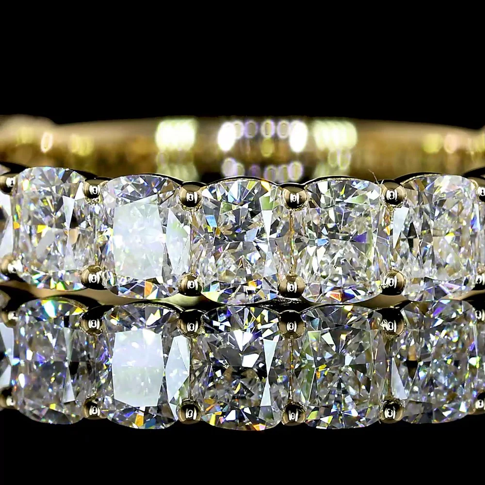 14K Yellow Gold 3/4 Eternity Band with Prong Set Cushion Brilliant Cut Lab Diamonds - 1.88 Carat Total Weight (Visible Face) - Covaloro Fine Jewelry - Image 2