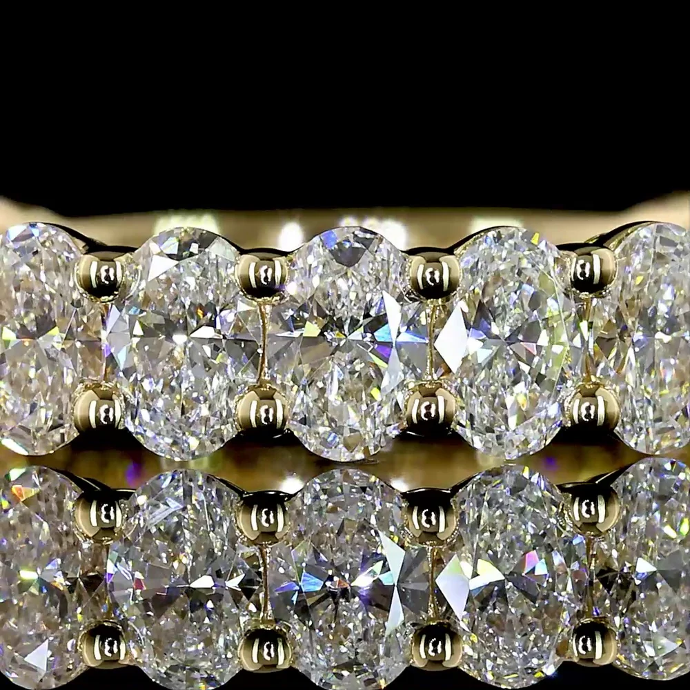14K Yellow Gold 3/4 Eternity Band with Prong Set Oval Cut Lab Diamonds - 1.83 Carats Total Diamond Weight - Covaloro Fine Jewelry - Image 2