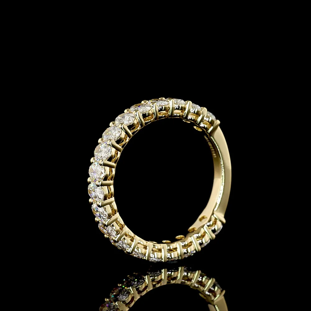 14K Yellow Gold 3/4 Eternity Band with Prong Set Oval Cut Lab Diamonds - 1.83 Carats Total Diamond Weight - Covaloro Fine Jewelry - Image 4