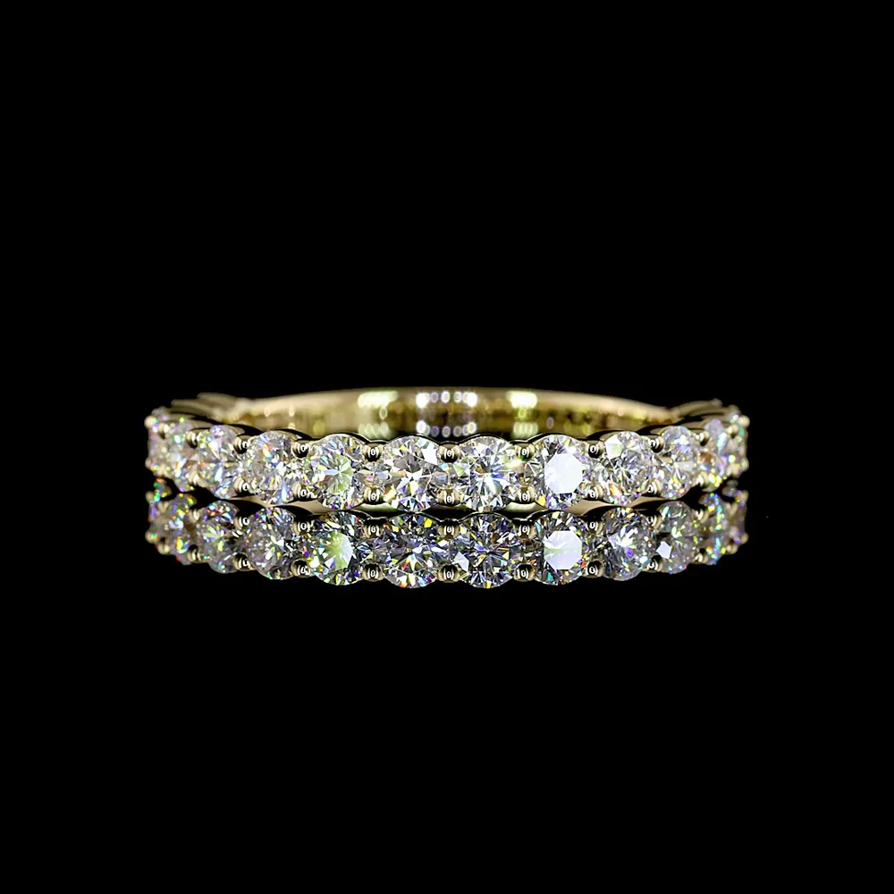14K Yellow Gold 3/4 Eternity Band with Round Brilliant Cut Lab Diamonds - 1.06 Carats Total Diamond Weight - Covaloro Fine Jewelry