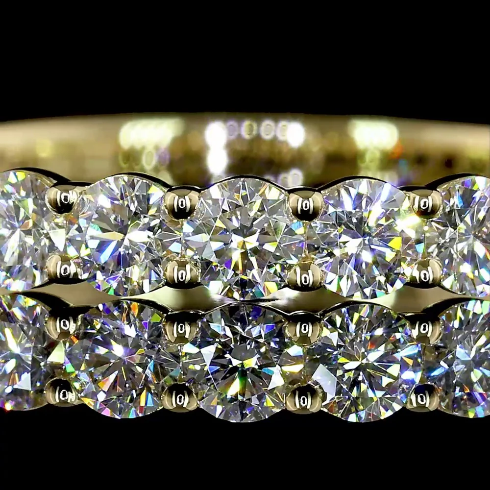 14K Yellow Gold 3/4 Eternity Band with Round Brilliant Cut Lab Diamonds - 1.06 Carats Total Diamond Weight - Covaloro Fine Jewelry - Image 2