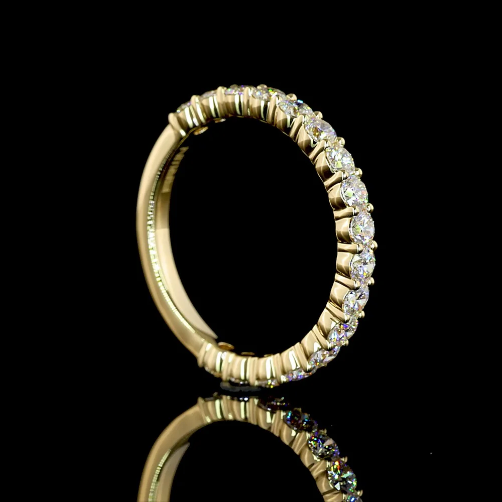 14K Yellow Gold 3/4 Eternity Band with Round Brilliant Cut Lab Diamonds - 1.06 Carats Total Diamond Weight - Covaloro Fine Jewelry - Image 3