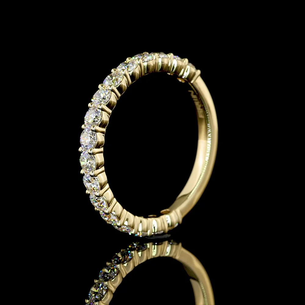14K Yellow Gold 3/4 Eternity Band with Round Brilliant Cut Lab Diamonds - 1.06 Carats Total Diamond Weight - Covaloro Fine Jewelry - Image 4
