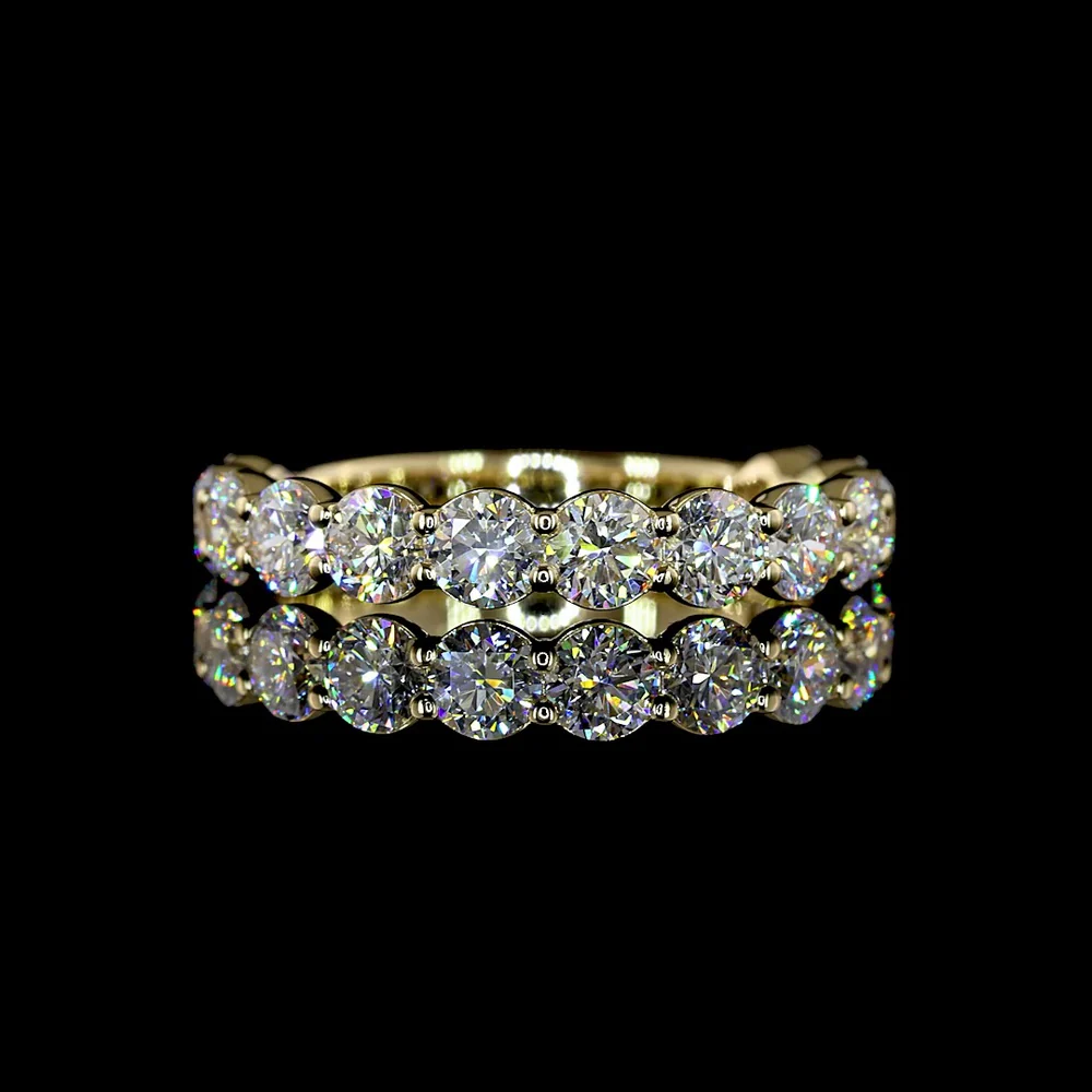 14K Yellow Gold 3/4 Eternity Band with Round Brilliant Lab Diamonds - 1.73 Carats Total Diamond Weight - Covaloro Fine Jewelry